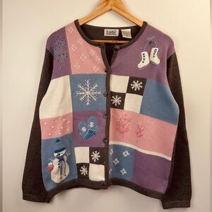 Tabi Festive Embroidered  Cardigan - Cotton - Size L